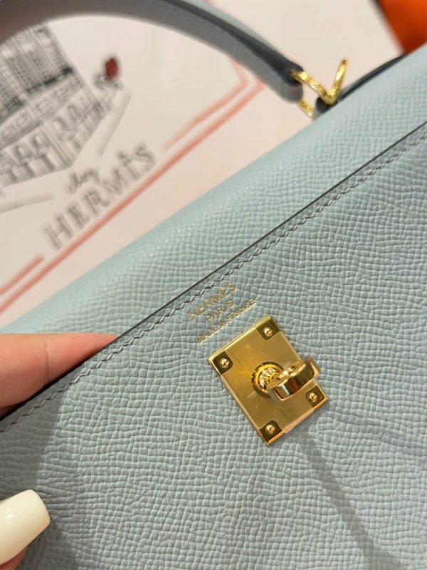 Túi Hàng Hiệu Hermes Kelly Like Auth Nữ Màu Xám Khoá Vàng 25cm (2)