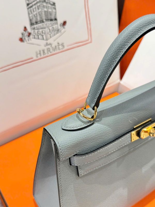 Túi Hàng Hiệu Hermes Kelly Like Auth Nữ Màu Xám Khoá Vàng 25cm (2)