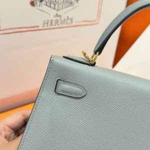 Túi Hàng Hiệu Hermes Kelly Like Auth Nữ Màu Xám Khoá Vàng 25cm (2)