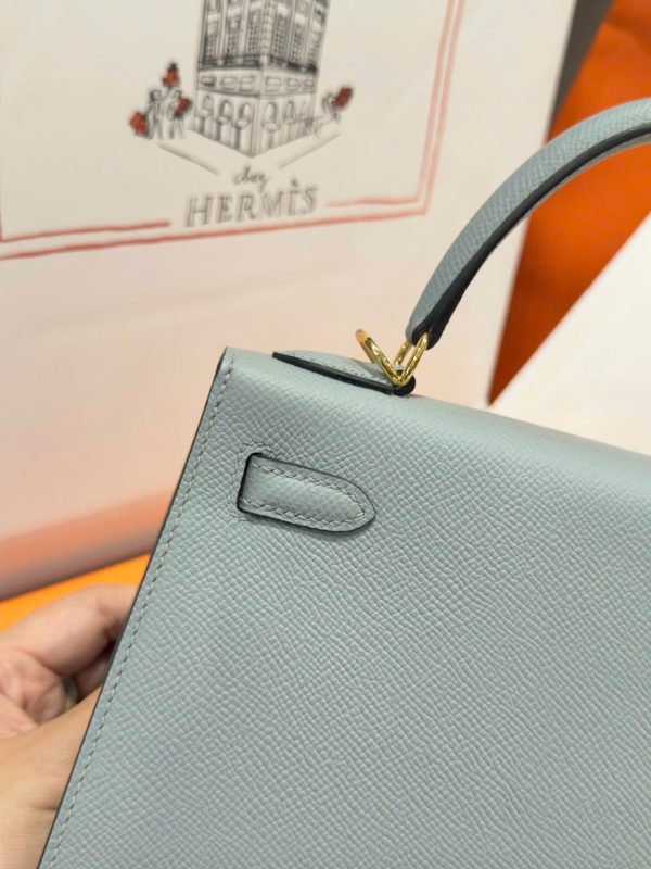 Túi Hàng Hiệu Hermes Kelly Like Auth Nữ Màu Xám Khoá Vàng 25cm (2)