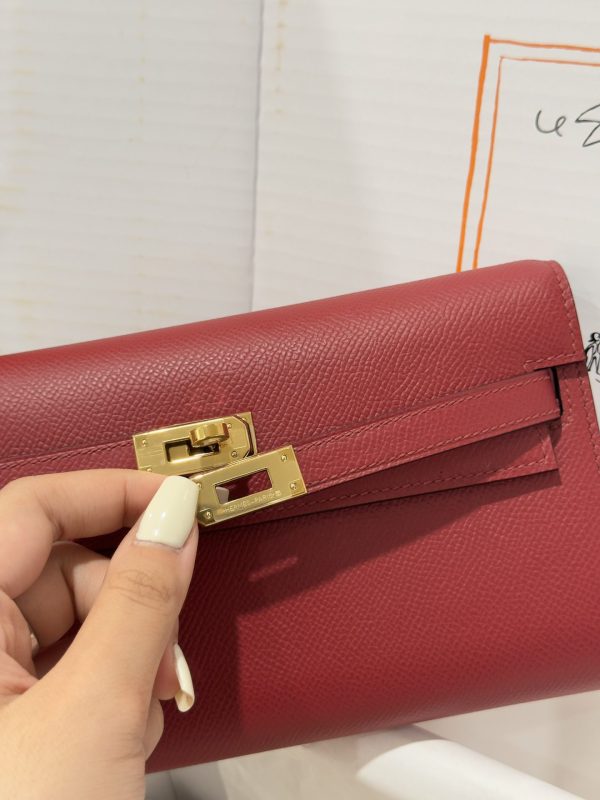 Túi Hermes Kelly Epsom Like Auth Nữ Màu Đỏ Khoá Vàng 20x10x5cm (2)