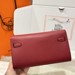 Túi Hermes Kelly Epsom Like Auth Nữ Màu Đỏ Khoá Vàng 20x10x5cm (2)