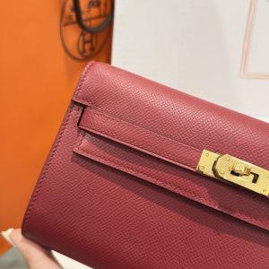 Túi Hermes Kelly Epsom Like Auth Nữ Màu Đỏ Khoá Vàng 20x10x5cm (2)