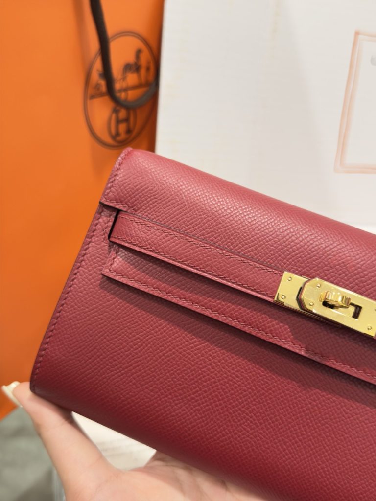 Túi Hermes Kelly Epsom Like Auth Nữ Màu Đỏ Khoá Vàng 20x10x5cm (2)