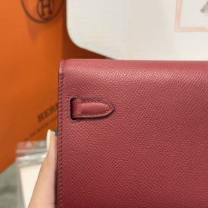 Túi Hermes Kelly Epsom Like Auth Nữ Màu Đỏ Khoá Vàng 20x10x5cm (2)