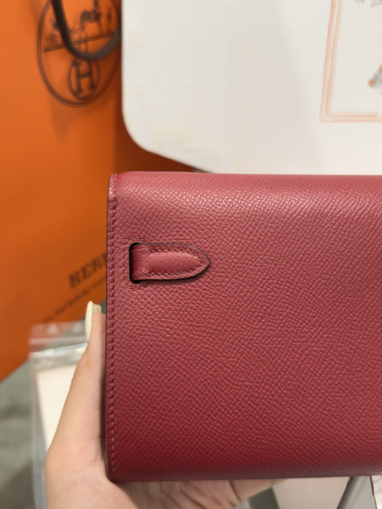 Túi Hermes Kelly Epsom Like Auth Nữ Màu Đỏ Khoá Vàng 20x10x5cm (2)