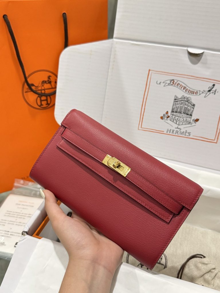 Túi Hermes Kelly Epsom Like Auth Nữ Màu Đỏ Khoá Vàng 20x10x5cm (2)