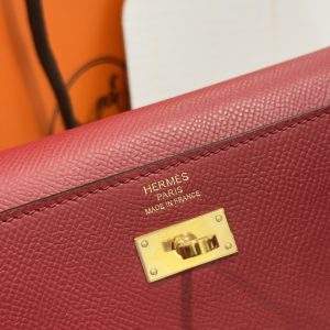 Túi Hermes Kelly Epsom Like Auth Nữ Màu Đỏ Khoá Vàng 20x10x5cm (2)