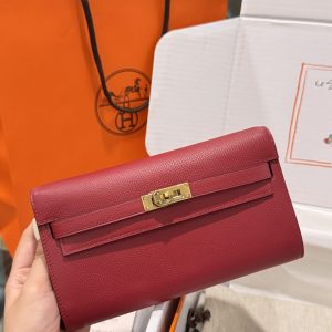 Túi Hermes Kelly Epsom Like Auth Nữ Màu Đỏ Khoá Vàng 20x10x5cm (2)