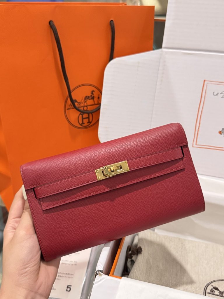 Túi Hermes Kelly Epsom Like Auth Nữ Màu Đỏ Khoá Vàng 20x10x5cm (2)