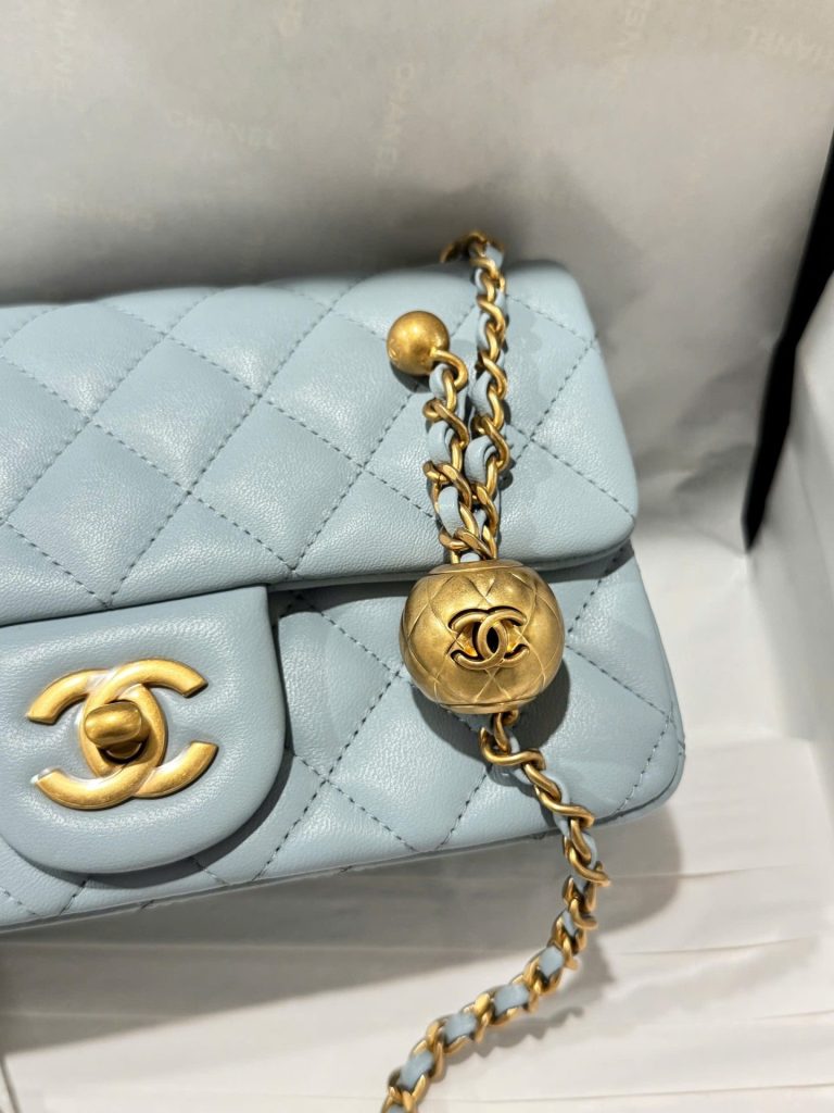 Túi Xách Chanel Classic Chuông Like Auth Nữ Da Thật Khoá Vàng 20cm (2)