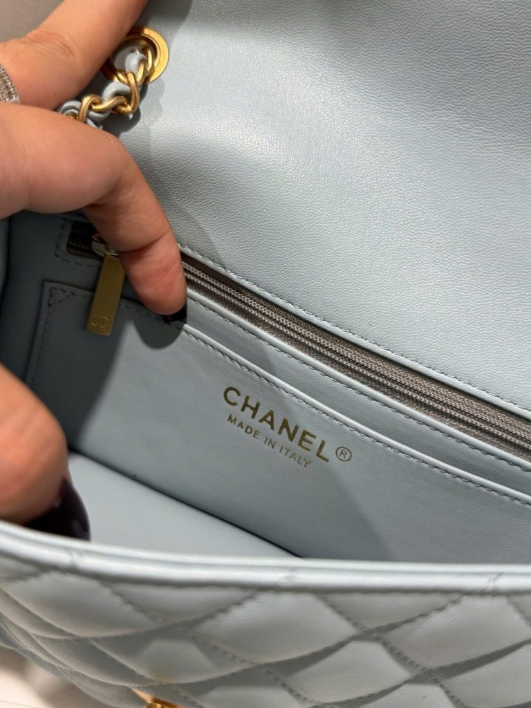 Túi Xách Chanel Classic Chuông Like Auth Nữ Da Thật Khoá Vàng 20cm (2)