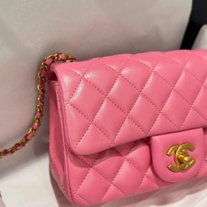 Túi Xách Chanel Classic Chuông Like Auth Nữ Da Thật Màu Hồng Đậm 20cm (2)