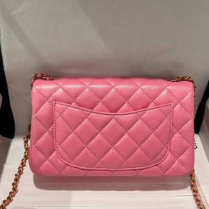 Túi Xách Chanel Classic Chuông Like Auth Nữ Da Thật Màu Hồng Đậm 20cm (2)