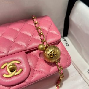 Túi Xách Chanel Classic Chuông Like Auth Nữ Da Thật Màu Hồng Đậm 20cm (2)