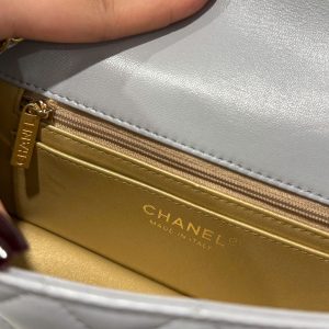 Túi Xách Chanel Classic Chuông Rep 11 Cao Cấp Nữ Da Thật Màu Xám 20cm (8)