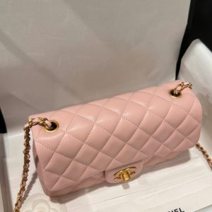 Túi Xách Chanel Classic Chuông Replica 11 Màu Hồng Khoá Vàng 20cm (2)