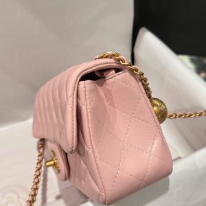 Túi Xách Chanel Classic Chuông Replica 11 Màu Hồng Khoá Vàng 20cm (2)