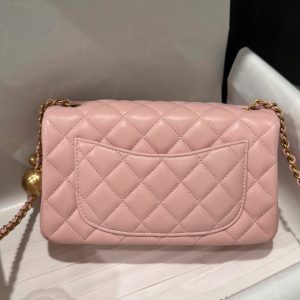 Túi Xách Chanel Classic Chuông Replica 11 Màu Hồng Khoá Vàng 20cm (2)