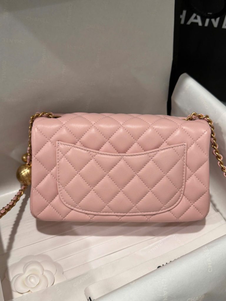 Túi Xách Chanel Classic Chuông Replica 11 Màu Hồng Khoá Vàng 20cm (2)