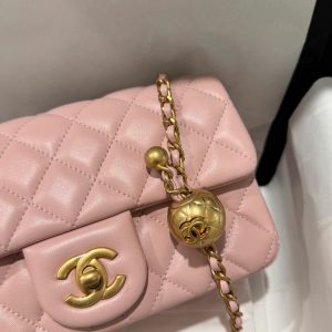 Túi Xách Chanel Classic Chuông Replica 11 Màu Hồng Khoá Vàng 20cm (2)