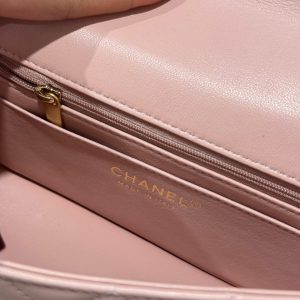 Túi Xách Chanel Classic Chuông Replica 11 Màu Hồng Khoá Vàng 20cm (2)