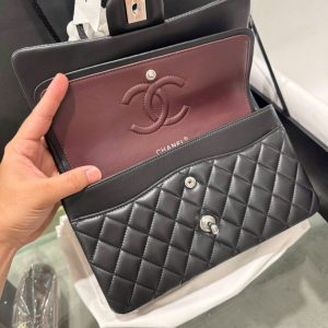 Túi Xách Chanel Classic Like Auth Da Cừu Màu Đen 25cm (2)