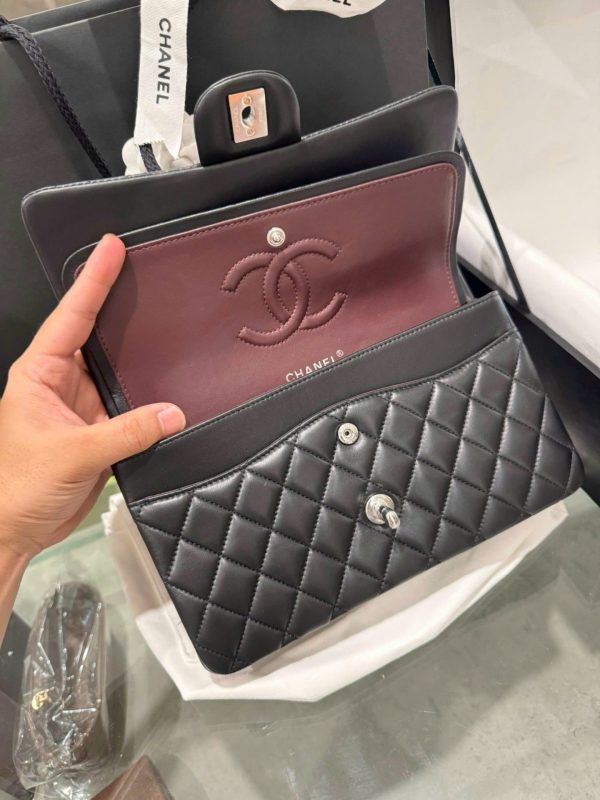 Túi Xách Chanel Classic Like Auth Da Cừu Màu Đen 25cm (2)