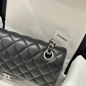 Túi Xách Chanel Classic Like Auth Da Cừu Màu Đen 25cm (2)