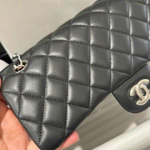 Túi Xách Chanel Classic Like Auth Da Cừu Màu Đen 25cm (2)