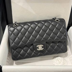 Túi Xách Chanel Classic Like Auth Da Cừu Màu Đen 25cm (2)