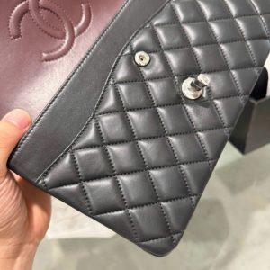 Túi Xách Chanel Classic Like Auth Da Cừu Màu Đen 25cm (2)