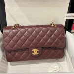 Túi Xách Chanel Classic Like Auth Nữ Màu Đỏ Mận Khoá Vàng 25cm (2)