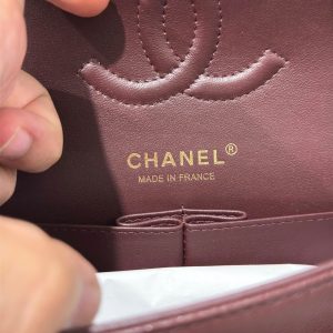 Túi Xách Chanel Classic Like Auth Nữ Màu Đỏ Mận Khoá Vàng 25cm (2)