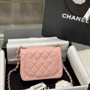 Túi Xách Chanel Classic Mini Màu Hồng Khoá Vàng Hồng Siêu Cấp 17cm (2)