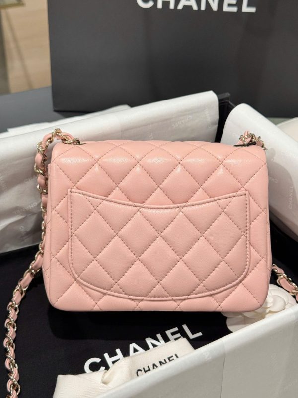 Túi Xách Chanel Classic Mini Màu Hồng Khoá Vàng Hồng Siêu Cấp 17cm (2)