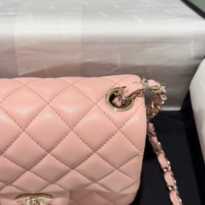 Túi Xách Chanel Classic Mini Màu Hồng Khoá Vàng Hồng Siêu Cấp 17cm (2)