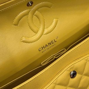 Túi Xách Chanel Classic Nữ Da Cừu Màu Vàng Like Auth 23cm (2)