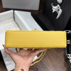 Túi Xách Chanel Classic Nữ Da Cừu Màu Vàng Like Auth 23cm (2)