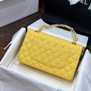 Túi Xách Chanel Classic Nữ Da Cừu Màu Vàng Like Auth 23cm (2)