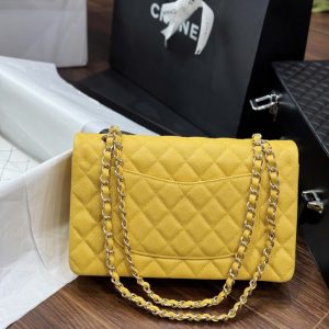 Túi Xách Chanel Classic Nữ Da Cừu Màu Vàng Like Auth 23cm (2)