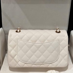 Túi Xách Chanel Classic Replica 11 Cao Cấp Màu Trắng Khoá Vàng 23cm (2)