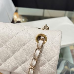 Túi Xách Chanel Classic Replica 11 Cao Cấp Màu Trắng Khoá Vàng 23cm (2)