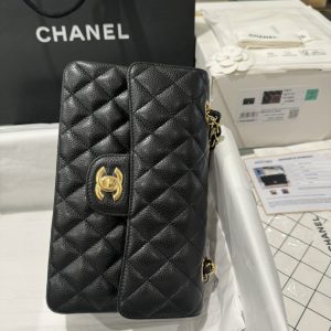 Túi Xách Chanel Classic Replica 11 Da Hạt Màu Đen Khoá Vàng 23cm (1)