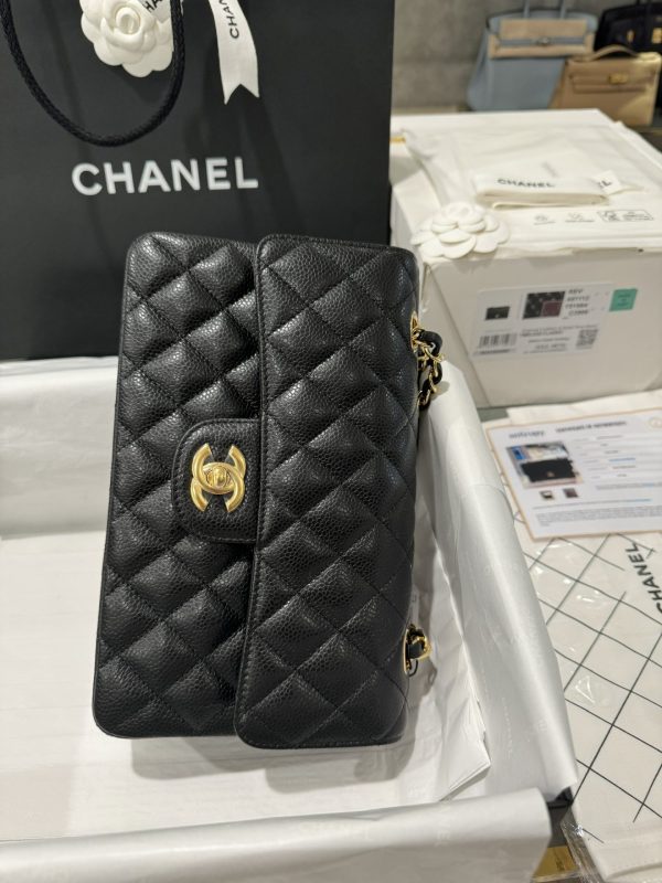 Túi Xách Chanel Classic Replica 11 Da Hạt Màu Đen Khoá Vàng 23cm (1)