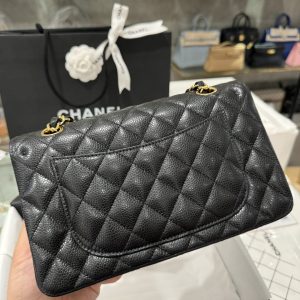 Túi Xách Chanel Classic Replica 11 Da Hạt Màu Đen Khoá Vàng 23cm (1)