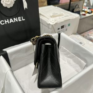 Túi Xách Chanel Classic Replica 11 Da Hạt Màu Đen Khoá Vàng 23cm (1)