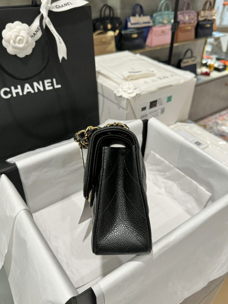 Túi Xách Chanel Classic Replica 11 Da Hạt Màu Đen Khoá Vàng 23cm (1)