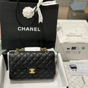 Túi Xách Chanel Classic Replica 11 Da Hạt Màu Đen Khoá Vàng 23cm (1)