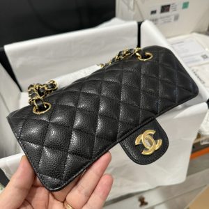 Túi Xách Chanel Classic Replica 11 Da Hạt Màu Đen Khoá Vàng 23cm (1)